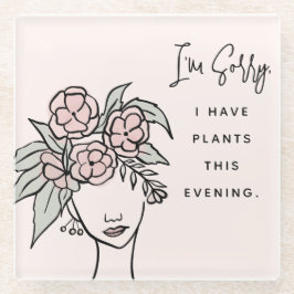 Posavasos De Vidrio Cute Rubor ocupado con mi retrato floral de planta