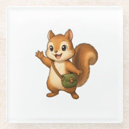Posavasos De Vidrio Cute Squirrel Coaster – Okojo and Friends