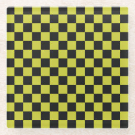Posavasos De Vidrio Cyber lyme checkerboard pattern