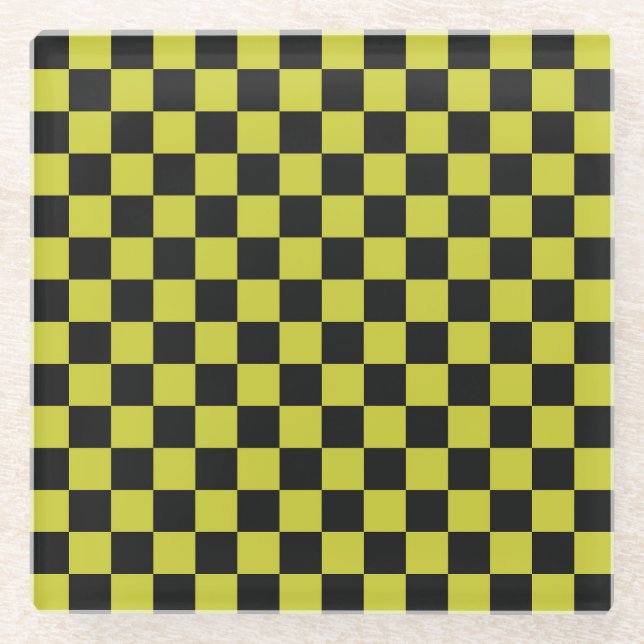 Posavasos De Vidrio Cyber lyme checkerboard pattern (Anverso)