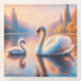 Posavasos De Vidrio Cygnet y Swan