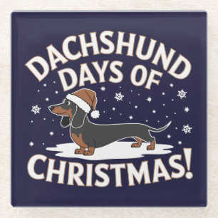 Posavasos De Vidrio ¡Dachshund días de Navidades!