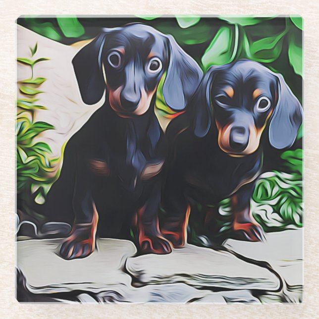 Posavasos De Vidrio Dachshund Dog Summer Garden Birthday Poster (Anverso)