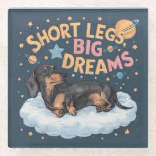 Posavasos De Vidrio Dachshund Piernas cortas grandes sueños