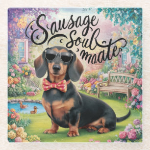 Posavasos De Vidrio Dachshund Sausage Soulmate