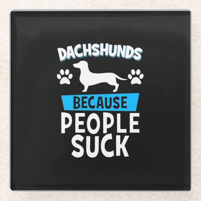 Posavasos De Vidrio Dachshunds con mis amigos (Anverso)