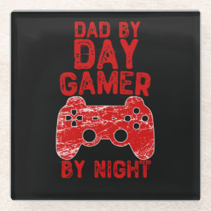 Posavasos De Vidrio Dad By Day Gamer By Night - Videojuegos