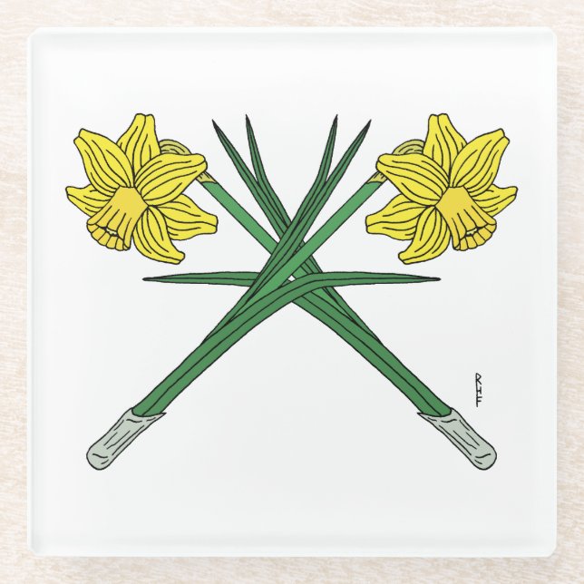 Posavasos De Vidrio Daffodils Crossed (Anverso)