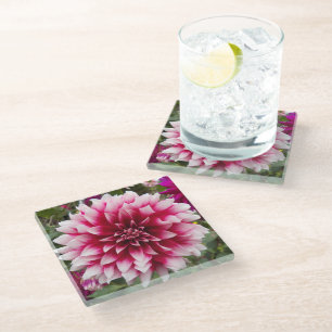 Posavasos De Vidrio Dahlia Floral Variada Rosa