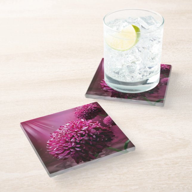 Posavasos De Vidrio Dahlia Flowers (Angular)