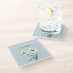 Posavasos De Vidrio Daisy Flowers Vive en el momento