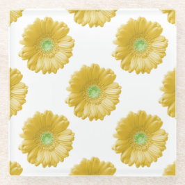 Posavasos De Vidrio Daisy gerbera amarilla