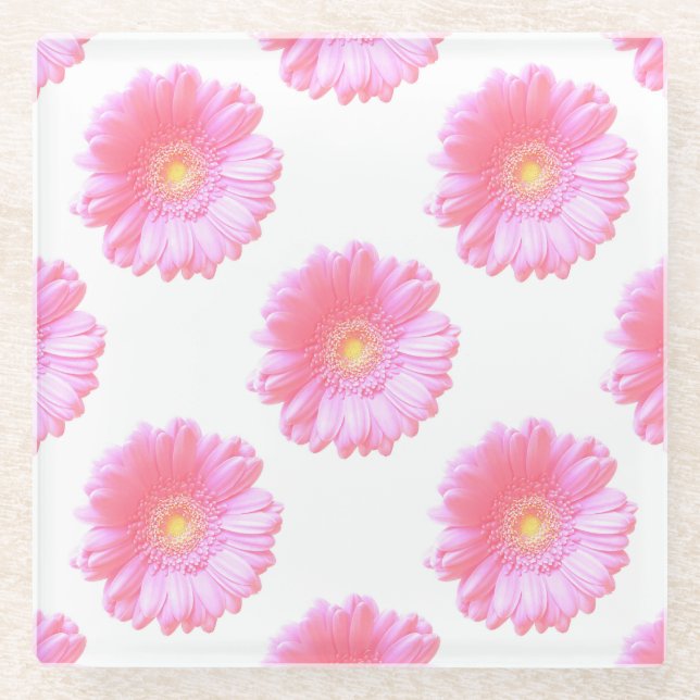 Posavasos De Vidrio Daisy gerbera rosa claro (Anverso)
