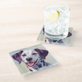 Posavasos De Vidrio Dálmata | Pintura de Mascota en Acuarela de Perro