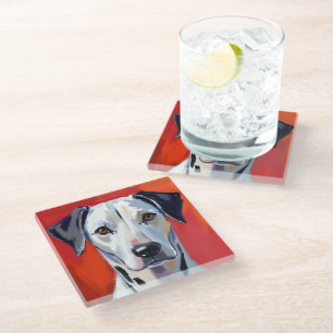 Posavasos De Vidrio Dálmata   Pintura de perro mascota acuarela
