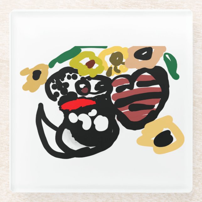 Posavasos De Vidrio Dalmatian sunflowers (Anverso)