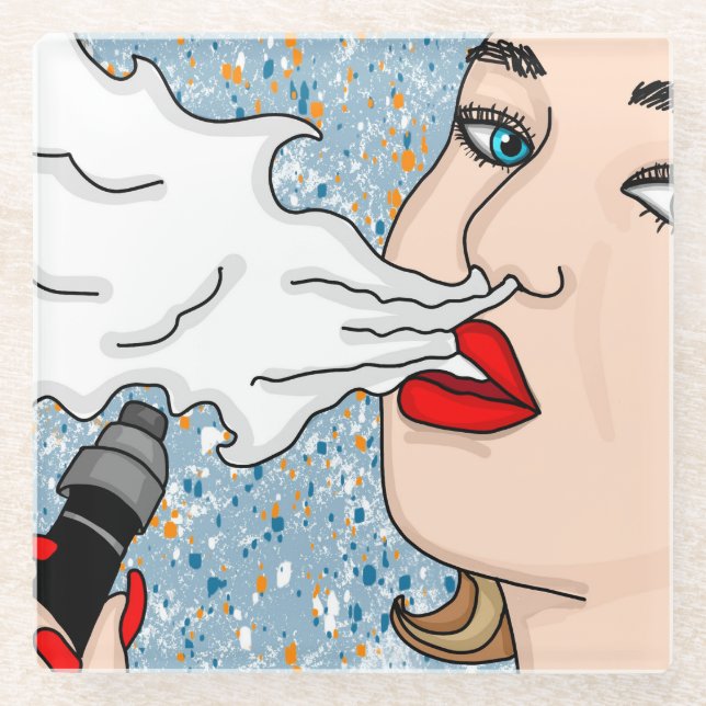 Posavasos De Vidrio Dama de vaporización de estilo retro (Anverso)