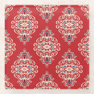 Posavasos De Vidrio Damask Vintage: Flourish Seamless Pattern.