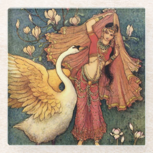 Posavasos De Vidrio “Damayanti y el cisne” de Warwick Goble