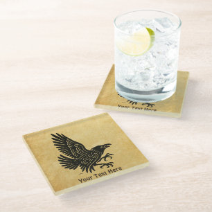 Posavasos De Vidrio Dancing Norse Raven