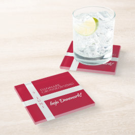 Posavasos De Vidrio Danmark Grundlovsdag Bandera del Día Nacional Dané