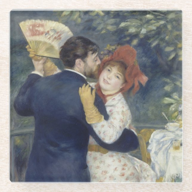 Posavasos De Vidrio Danza del campo - Pintura impresionista de renoir (Anverso)