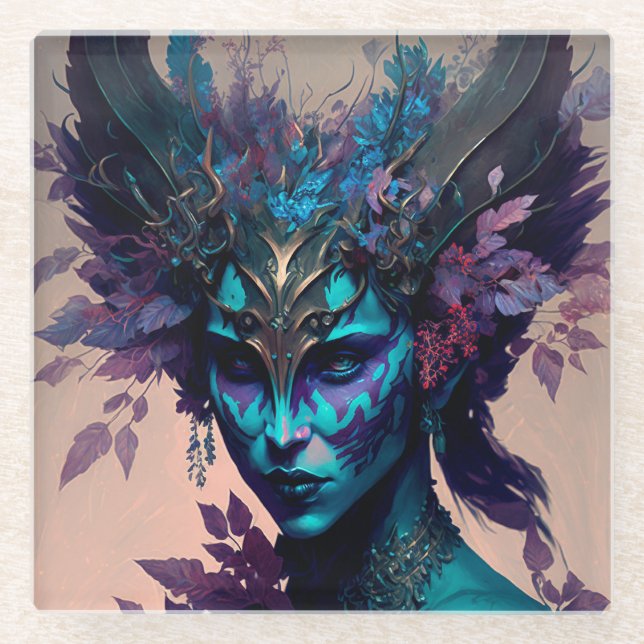 Posavasos De Vidrio Dark Elf Fantasy Art (Anverso)