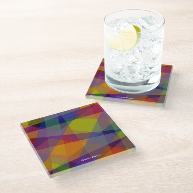 Posavasos De Vidrio Dark Geometric - Soporte de Vidrio (Angular)
