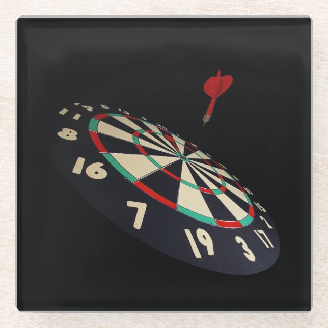 Posavasos De Vidrio Darts Destination Bullseye, (Anverso)
