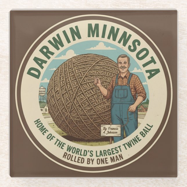 Posavasos De Vidrio Darwin, Minnesota Twine Ball Coaster Souvenir Gift (Anverso)