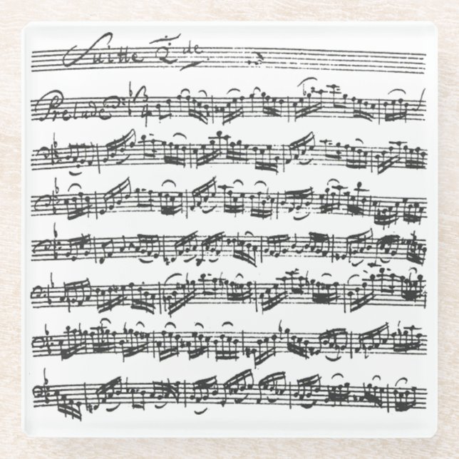 Posavasos De Vidrio De Bach notación de la original de la habitación (Anverso)