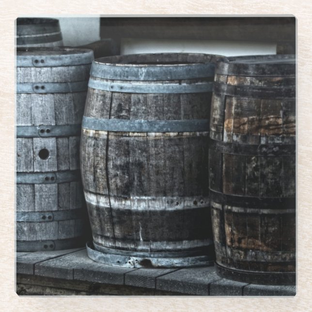 Posavasos de vidrio de barril de vino (Anverso)