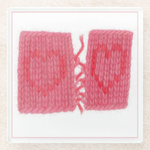 Posavasos de vidrio de DOS CORAZONES TEJIDOS