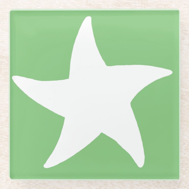 Posavasos de vidrio de estrella de mar verde (Anverso)