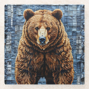 Posavasos de vidrio de la naturaleza del oso grizz