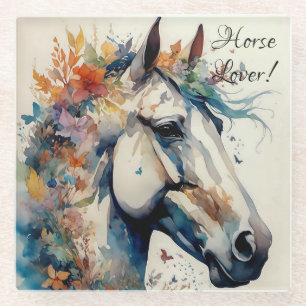 Posavasos de vidrio de pintura de caballo amante d