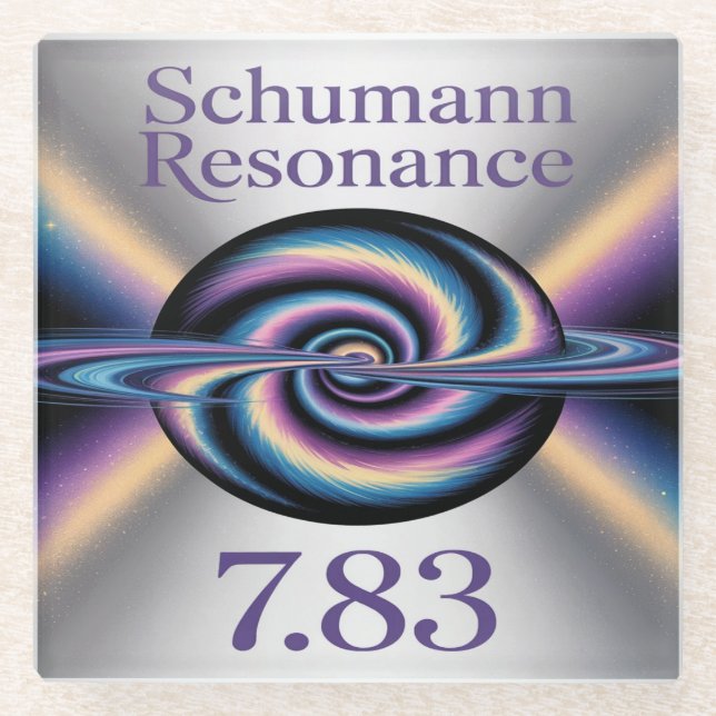 Posavasos de vidrio de resonancia Schumann cuadrad (Anverso)