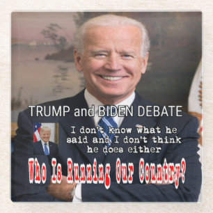 Posavasos De Vidrio Debate sobre Trump y Biden