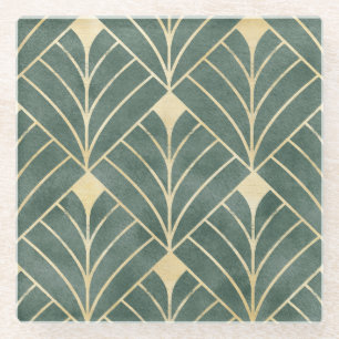 Posavasos De Vidrio Deco de Arte Dorado: Estilo Lujoso y Sin Marea