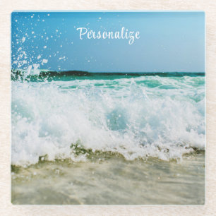 Posavasos De Vidrio Decoración casera de la ola del mar oceánico
