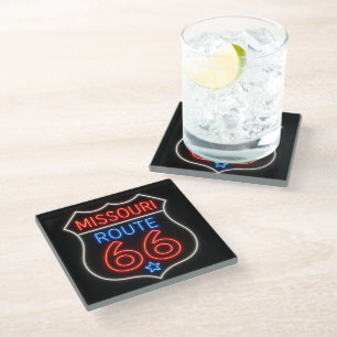Posavasos De Vidrio Decoración de bar neon americana Ruta 66