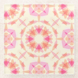 Posavasos De Vidrio Decoración de Estrella de Arcoíris Rosa Pastel par