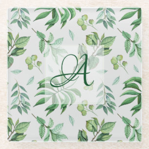 Posavasos De Vidrio Decoración de la casa botánica de la salida verde