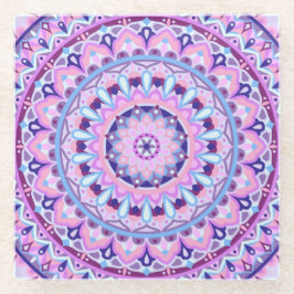 Posavasos De Vidrio Decoración de mesa boho Mandala Púrpura Patrón geo