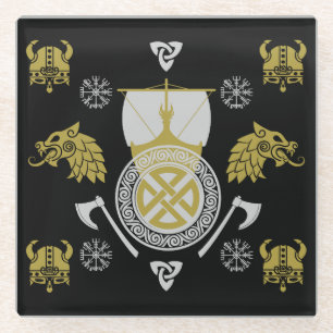 Posavasos De Vidrio Decoración del hogar escandinavo Viking Norsemen