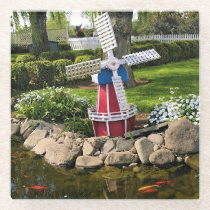 Posavasos De Vidrio Decoración del jardín del molino de viento