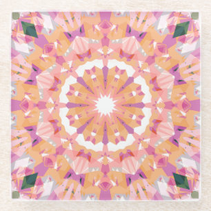 Posavasos De Vidrio Decoración ecléctica de Estrella Verde Púrpura y R