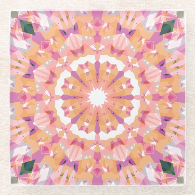 Posavasos De Vidrio Decoración ecléctica de Estrella Verde Púrpura y R (Anverso)