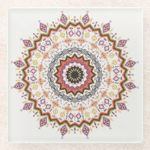 Posavasos De Vidrio Decorativo étnico: Ornamento nativo de época