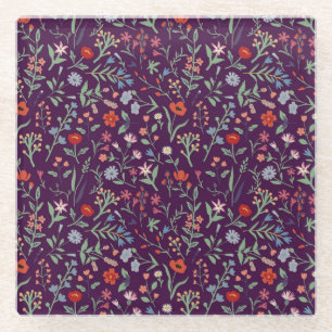 Posavasos De Vidrio Decorativo patrón floral sin costuras.